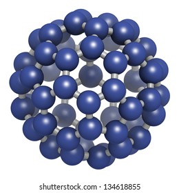 Buckminsterfullerene (buckyball, C60), molecular model. Atoms are represented as spheres