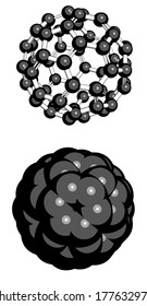 Buckminsterfullerene (buckyball, C60) molecule. Atoms are represented as spheres.