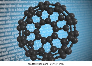 Buckminsterfullerene scientific molecular model,  3D rendering