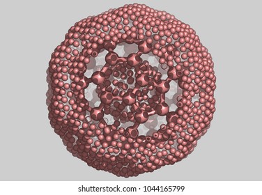 Bucky Ball Molecules 3D Rendering