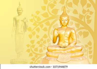buddha statue on bodhi tree background, The important day of buddhist concept