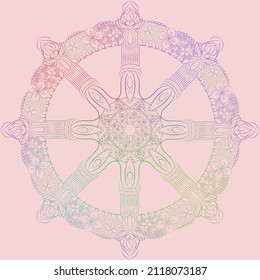 Buddhism dharma and samsara wheel in colorful decoration