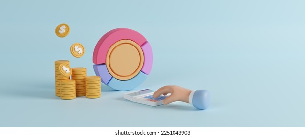 Budget planning, financial plan, investment system, business development, capital. managing financial income, consulting with accountant. Analyzing or corporate budget scenes set. 3d rendering - Powered by Shutterstock