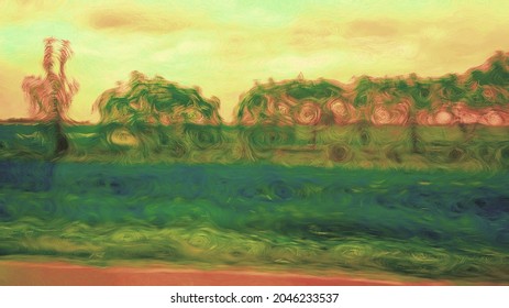 Buenos Aires Countryside Landscape Post Impressionism Digital Painting.