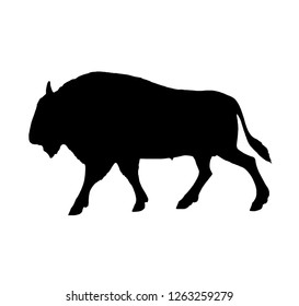 Buffalo Bison Black Silhouette Isolated On Stock Illustration ...