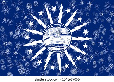 Buffalo, New York Winter Snowflakes Flag Background. United States Of America.