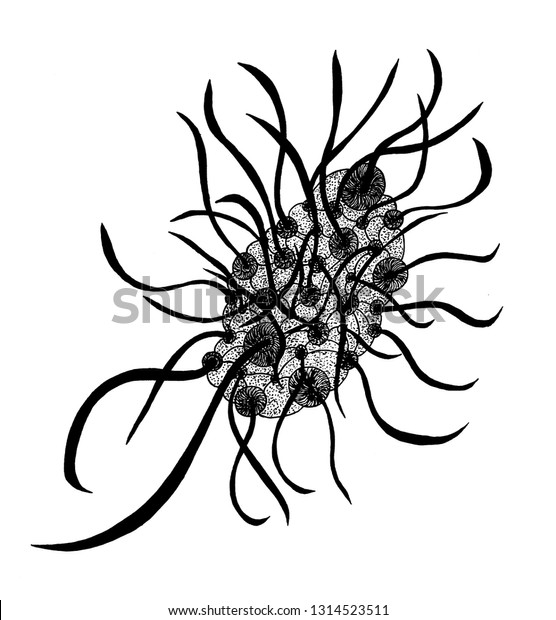 Bug Abstract Ink Drawing Make Believe Stock Illustration