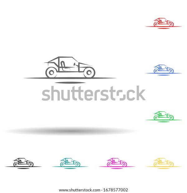 Buggies desert car multi color set icon.\
Simple thin line, outline illustration of desert icons for ui and\
ux, website or mobile\
application