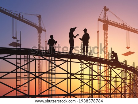 Builders at the construction site.,3d render