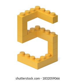 Building Blocks Font 3d Rendering Number 5