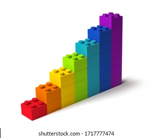 Building Blocks In Rainbow Colors Steady Growth Diagram 3D