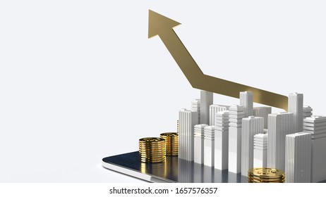 The building chart up on tablet 3d rendering for business content
