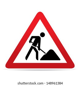 Road Sign Warning Road Works Red Stock Vector (Royalty Free) 642073129 ...