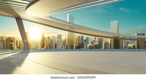 The building features unique and contemporary with clean lines and geometric shapes. 3D rendering - Powered by Shutterstock