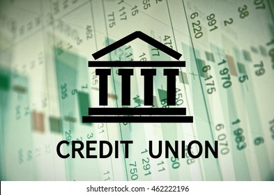 Building icon with inscription Credit union.