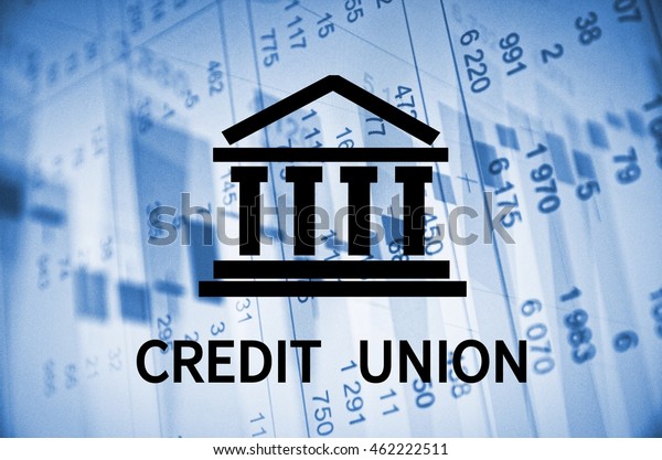 Building icon with\
inscription Credit\
union.