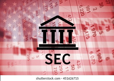 Building Icon And Text SEC, With The Financial Data Visible In The Background.