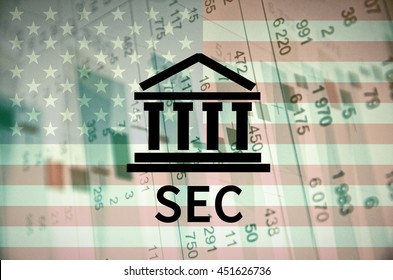 Building Icon And Text SEC, With The Financial Data Visible In The Background.