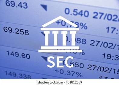 Building Icon And Text SEC, With The Financial Data Visible In The Background.