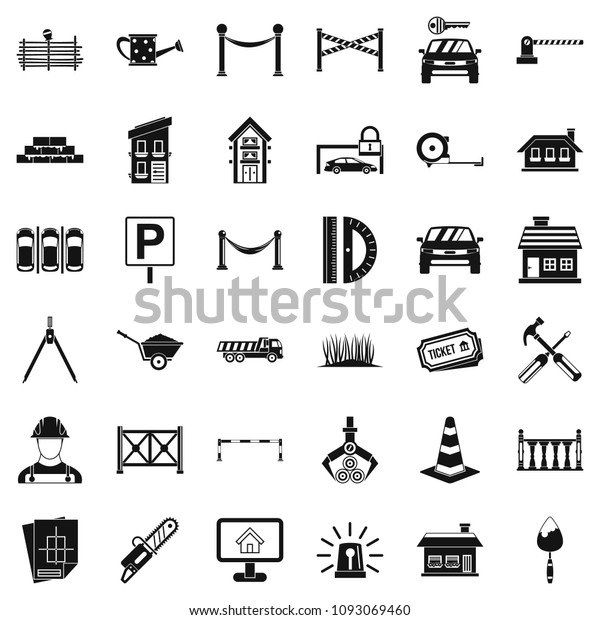 Building icons set. Simple style of 36\
building icons for web isolated on white\
background