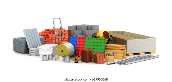 Building Materials. 3D Illustration