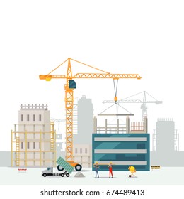 Building Process Web Construction Site Cartoon Stock Illustration ...