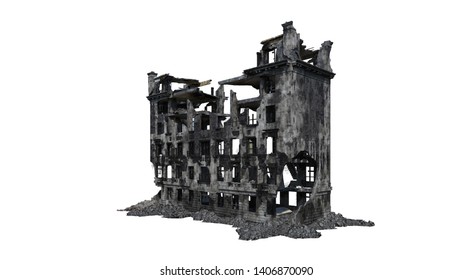 Building Ruins Isolated On White Background Stock Illustration ...