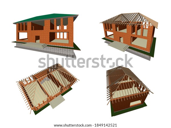 Building Building Structures Drawings Technical Drawing Stock ...