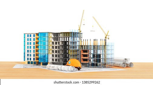 Building Under Construction. 3d Illustration