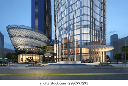 Buildings exterior view  3d render of apartments.