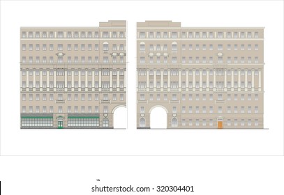 Buildings and structures of the early and mid twentieth century. Drawings of houses of classical architecture of the end of 18-19-20 century