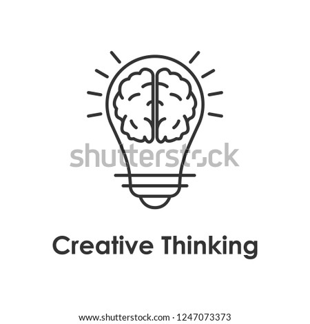 bulb, brain, creative icon