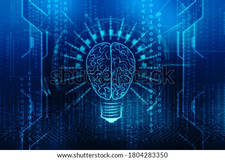 Bulb future technology, innovation background, creative idea concept, Artificial Intelligence Concept background, Bulb icon on technology background