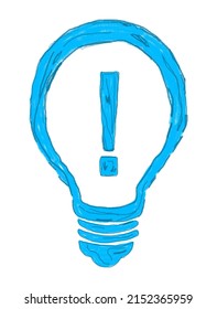 Bulb Symbol In Blue Colorful With Sketch Effect.