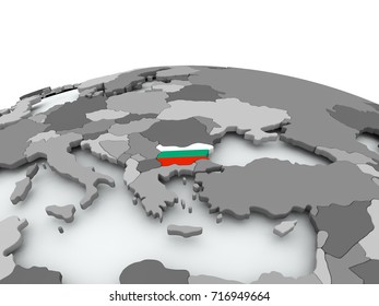 Bulgaria On Grey Political Globe Embedded Stock Illustration 716949664   Bulgaria On Grey Political Globe 260nw 716949664 