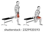 Bulgarian Split Squat. Thighs exercise. Male figure