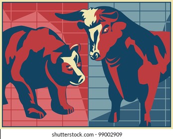 Bull And Bear - Poster Style