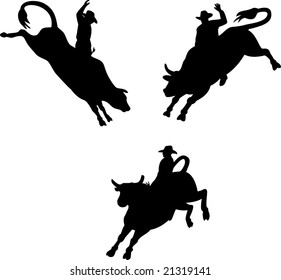 Bull riding silhouettes