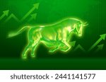 Bull run or bullish market trend or concept of bullish in stock market exchange 3d illustration