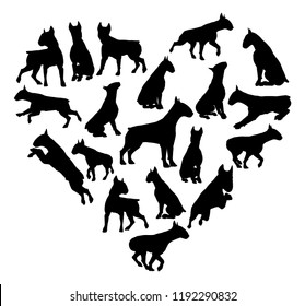 A bull terrier or similar dog heart silhouette concept for someone who loves their pet