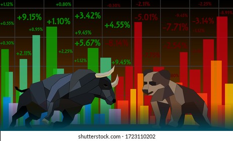 Bull Vs Bear Market Bar Graph Background