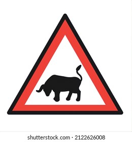 
bull wild animal warning sign illustration