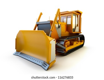 Bulldozer Isolated On White