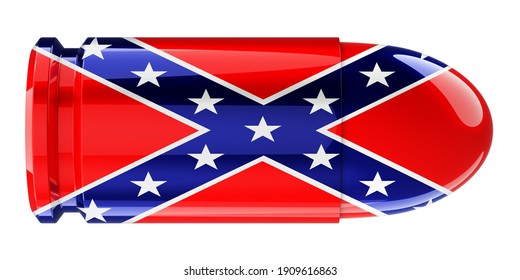 Bullet with Confederate States of America flag, 3D rendering isolated on white background
