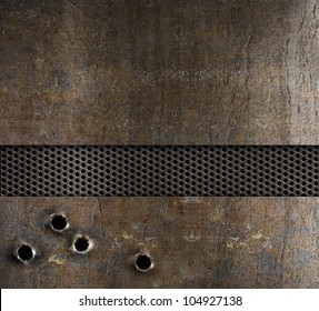 Bullet Holes In Metal Background