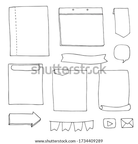 bullet journal hand-drawn frames set