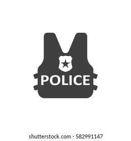 Bullet Proof Vest Body Armor Suit Icon On The White Background