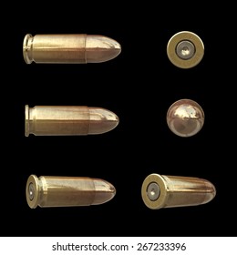Bullet set isolated on black background