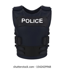 Bulletproof Vest Police Body Armor Isolated. 3D rendering