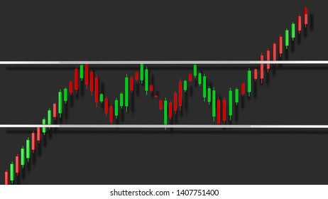 Bullish Rectangle Stock Chart Pattern 3D Illustration